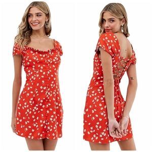 Finders Keepers Mae Mini Dress in Red Daisy